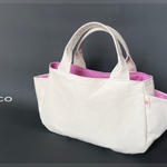 新作・SIOCO・Ricoシリーズ【Fiore】8号帆布（生成り）×リネン （フューシャピンク）帆布トートバッグ・Lサイズ・パステルカラー    カジュアルバッグ　サイドポケット　ラウンド　夏バッグ