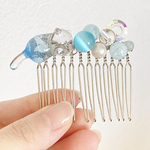クリアブルー じゃれ猫 かんざし 簪 ヘアアクセサリー 天然石 パワーストーン