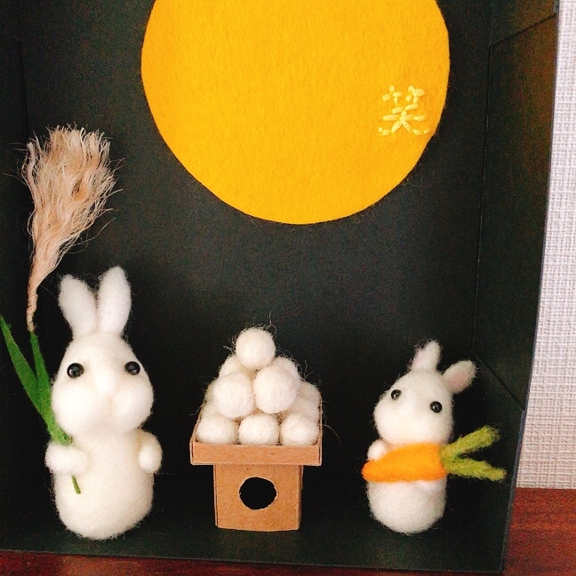 お月見✩.*˚お月見気球♡羊毛フェルト お月見✩.*˚お月見気球♡羊毛フェルト