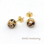 815【クラックアンバー】天然石一粒ピアス＊8mm＊サージカルステンレス