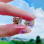 金属アレルギー対応押し花にゃんこピアス