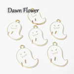【D-0458】10pcs　おばけ　23×14mm　ホワイト　チャーム