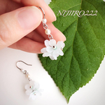 白い紫陽花 アナベルのシルバーピアス☆送料無料☆