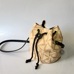 コットンニット バケツ 巾着 ショルダー ベージュ