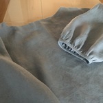 リネンのボートネックプルオーバー　スモーキーブルー