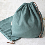 Kinchaku Basic LL Ramie Linen Canvas スモーキーグリーン（麻/ラミーリネン 帆布 巾着）