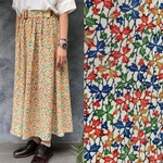 【SALE】着物リメイク　ベルト付きギャザーロングスカート