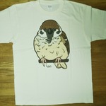 【メンズL】「スズメ」Tシャツ（カラー：アイボリー）