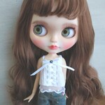 367.※単品※白の編み上げリボンキャミソール※ブライスアウトフィット※1/6ドール服