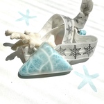 大粒 ラリマー さんかく  ヘアタイ（サージカルステンレス）