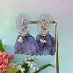 【再販】小さなお花のラベンダータッセル2wayピアス(イヤリング)