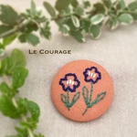 モコモコお花の刺繍ブローチ(青)