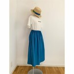 mhk3687様御注文分●オーダー●ロングスカート●丈75ｃｍ●綿100％・タイプライタークロス・ブルー