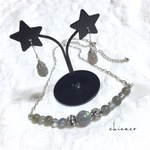 ★SALE 天然石ラプラドライトのアロマネックレス＆ピアス（イヤリング）ＳＥＴ