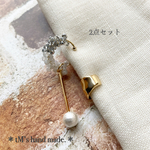 2点セット　クリスタル✳︎シルバー✳︎パール✳︎幅広ゴールドイヤーカフ/イヤーカフ