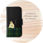 【手帳型ケース】　のぞき見うさぎ×チェック　for iPhone5c