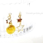 ☆Animal＆Starシリーズ☆スマイルなにこちゃんとお星さまのピアス(肌にやさしい樹脂)orピアス(K16GP)orイヤリング(ゴールドメッキ)orノンホールピアス(肌にやさしい樹脂)