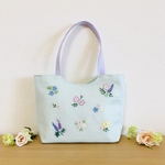 森の花　手刺繍バッグ