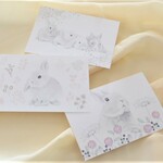 【ポストカード】【うさぎと花】【えんぴつ画】 うさぎ 花 3枚セット