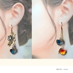 【再販】唐草泳ぐ金魚と揺れる鬼灯ピアス　イヤリング★ 和風アクセサリー★