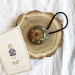 ひまわり刺繍のヘアゴム