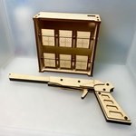 【工作キット】連発式ゴム鉄砲とくるくる的のセット