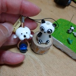 パンダとアザラシのとんぼ玉（ご予約品）