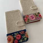ネイビーリボンのみ　手帳型　刺繍リボン　iPhoneケース