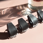 Crystal【レザーピアス】  “black”