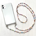 クリアケース カラフル ビーズ パール スマホショルダー ストラップ ショルダーストラップ　チェーン