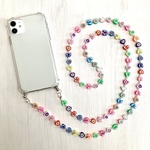クリアケース 蝶々 パール ビーズ スマホショルダー ストラップ ハート ショルダーストラップ　チェーン