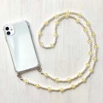 デイジー クリアケース ビーズ パール スマホショルダー ストラップ お花 ショルダーストラップ