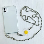 iPhoneケース スマイル スマホショルダー ボールチェーン ビーズ ショルダーストラップ ストラップ ニコちゃん フラワー
