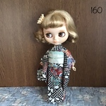 No.160 アイシードール　ネオブライス　りかちゃん振袖　疋田柄草花金彩