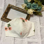 ♡×600 再販×8♡新作♡三層マスク　立体　　コットン レース   刺繍レース　花柄×ペイズリー　オーダーメイド ホワイト  マスク 小池百合子 小池都知事風  おしゃれマスク　バレンタイン
