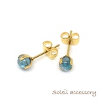 412【アクアオーラ】天然石一粒ピアス＊4mm＊サージカルステンレス