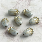 【12x8㍉ 14個】チューリップ＊light gray＊チェコビーズ＊グレー＊花＊フラワー＊アンティークホワイト