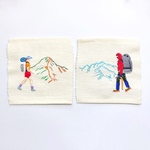 夏と冬の山　刺繍コースター