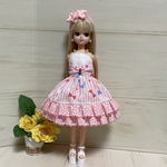 リカちゃんミニドレス　白×リボン柄