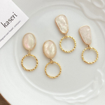 シェル風×ゴールドリングピアス／イヤリング