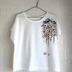 Pさま専用【送料無料】レディースTシャツ/手染め紅型のサガリバナのTシャツ/ホワイト