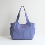 新色！くすみブルー色すっきりトート＊11号帆布のA4も入るポケットたくさん軽いバッグ