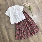【1点のみ】YUWA シックなお花 の ヴィンテージ ギャザースカート