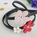  【 再販売 】*＊ flower レザーネックストラップ pink & red