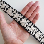 【1m】シルク刺繍リボン　【ブラック】