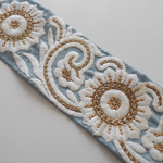 【1mカット済み】シルク刺繍リボン　【ライトブルー】