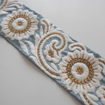 【50㎝カット済み】シルク刺繍リボン　【ライトブルー】