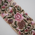  【50㎝カット済み】シルク刺繍リボン　【ピンク】
