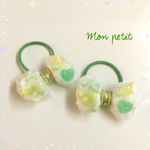 オーガンジー リボン髪ゴム/ヘアゴム/colorful Candy green