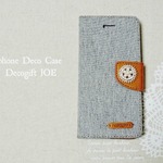 キャンバス生地×レザーがかわいいiPhone6/6ｓケース　グレー